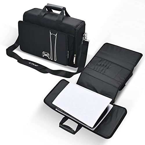 G-STORY Carrying Case Travel Bag, Storage Bag Compatible with PS5 Disc and Digital Edition with Shockproof Compartments, Included Silicone Cover Skin Protector - color: Hard Case- Black