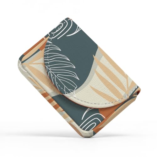 Business Card Holder，PU Leather Business Card Case Wallet Leaf | Pocket Travel Name Card Case for Men and Women Gift，Portable Magnetic Business Card Carrier for Purse - color: Leaf