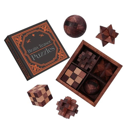 Wooden Brain Teaser Puzzles for Adults Teens - Brain Teaser Puzzles with Wooden Box 3D Puzzle Game Toys for Adults Teens - Unlock Interlocking Puzzle Adults Teens IQ Education Smart Toys - color: Style a