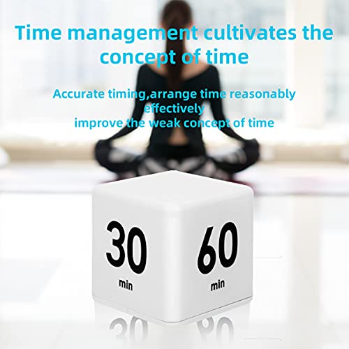 JOYIT Cube Timer 15 20 30 60 Minutes - Flip Countdown Visual Timer for Time Management, Kitchen, Workout, Study, Classroom, Office, Games - color: White 15-20-30-60