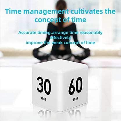 JOYIT Cube Timer 15 20 30 60 Minutes - Flip Countdown Visual Timer for Time Management, Kitchen, Workout, Study, Classroom, Office, Games - color: White 15-20-30-60