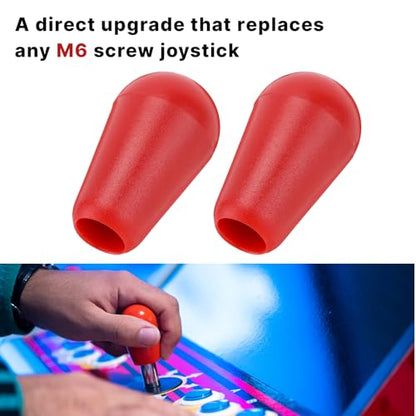 Gallipower 2Pcs Red Ellipse Oval Joystick Head,Arcade Joystick Ball Top Handle Rocker Round Head,Arcade Kit DIY Replacement Parts - color: style 11