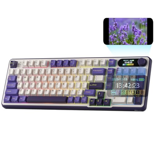 RK ROYAL KLUDGE S98 Wireless Mechanical Keyboard w/Smart Display & Knob | 96% Top Mount RGB Gaming Keyboard BT/2.4G/USB-C, Hot Swappable, Cushioned 5-Layer Noise Dampening, Massive Battery, 98 Keys - color: Lavender Purple, size: Tactile Beige Switch
