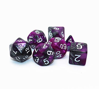 DND Dice RPG Polyhedral Dice Set for Dungeon and Dragons MTG Role Playing Games Dice Set(Purple & Silver) - color: Silver Mix Purple