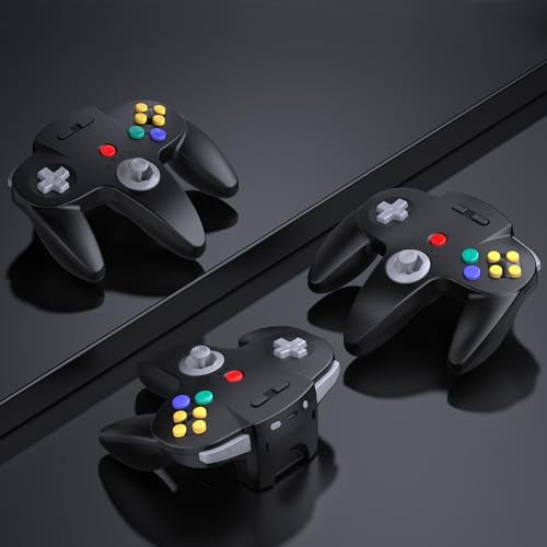 2 Pack Wireless N64 Controller for Switch 1 & 2, N64 Console, Cyan/Black | (Built-in Vibration) (Rechargeable) (3D Analog Stick), 2.4 GHz USB & N64 Receiver Made for Switch Online, Windows PC, macOS - color: Two Pack Cyan/Black