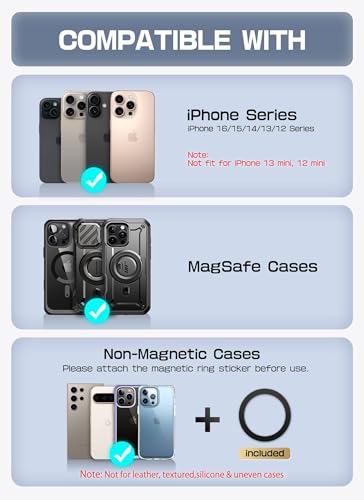 SUPCASE for MagSafe Wallet with Stand, Magnetic Wallet for Men Women, [Hold 6 Cards] [RFID Blocking] [Strong Magnetic Lock] Phone Stand Card Holder for iPhone 17/16/15/14/13/12 Series, Midnight Blue - color: Midnight Blue