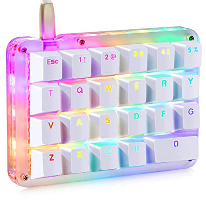 Koolertron One Handed Macro Mechanical Keyboard, Portable Mini One-Handed Mechanical Gaming Keypad 23 Fully Programmable Keys (RGB Backlit/Red switches)