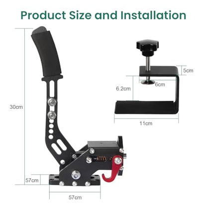 SIMSONN Sim Racing Handbrake 16 Bit PC USB Simulator Handbrake for Racing Games (Black + Clamp) - color: Black + Clamp