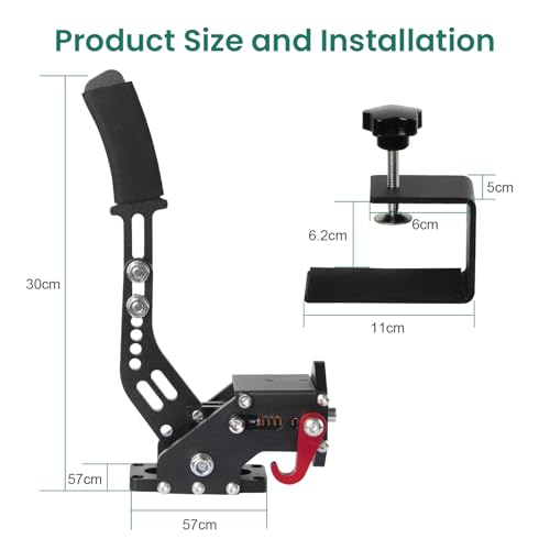 SIMSONN Sim Racing Handbrake 16 Bit PC USB Simulator Handbrake for Racing Games (Black + Plate) - color: Black + Plate
