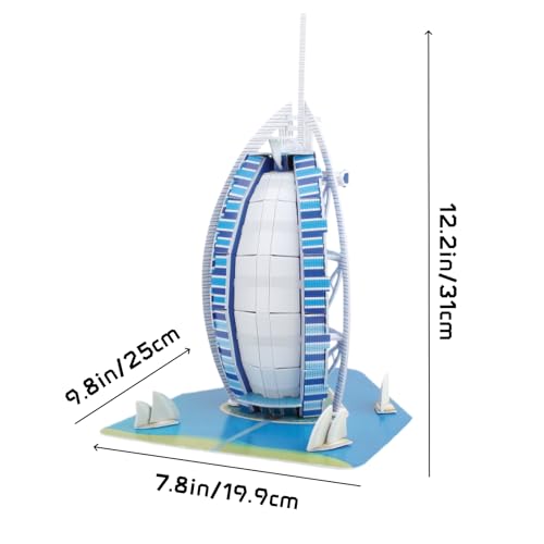 Architecture World Famous of 3D Puzzle.Build Your Own Collection of 17 Global Landmarks (Notre Dame, Colosseum) - Educational DIY Model Kit for Kids & Adults. (Burj Al Arab Jumeirah) - color: Burj Al Arab Jumeirah