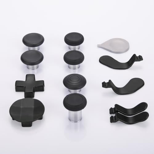 13 in 1 Metal Thumbsticks for Xbox One Elite Series 2, Elite Series 2 Controller Accessory Parts, Gaming Accessory Replacement, Metal Mod 6 Swap Joysticks, 4 Paddles, 2 D-Pads, 1 Tool - color: Black