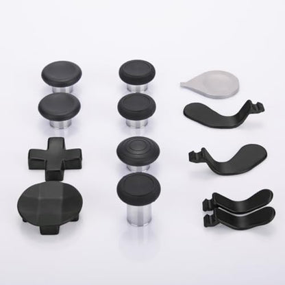 13 in 1 Metal Thumbsticks for Xbox One Elite Series 2, Elite Series 2 Controller Accessory Parts, Gaming Accessory Replacement, Metal Mod 6 Swap Joysticks, 4 Paddles, 2 D-Pads, 1 Tool - color: Black
