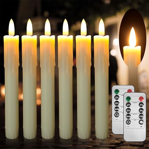 Flameless Taper Candles with Remote, 6.7 Inch Short Taper Candles Battery Operated with Flickering 3D Flame, led candles Safe for Wedding Home Christmas Poultry house lights Decor Ivory Set of 6 - color: Ivory