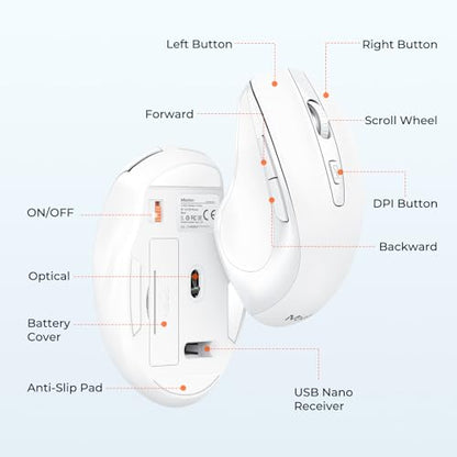 MEETION White Wireless Keyboard and Mouse, 2.4G USB Receiver Plug-and-Play, Computer Keyboard with Wrist Support, 3 Level DPI Mouse, Long Time Lasting Battery for PC/Mac/Windows/Laptop, White - color: White