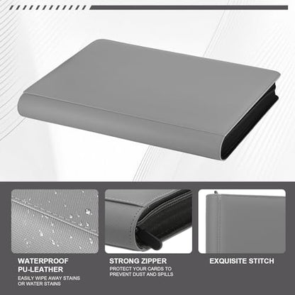 16 Pocket Toploader Binder,Holds 640 TopLoaders (16 Dark Grey) | Top Loader Binder for 3" x 4"Rigid Cards,Sleeves Card Collection Binder,20 Double Sided Pages with Trading & Sports Holder - color: 16Dark Grey