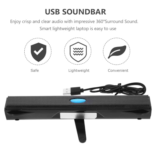 UKCOCO USB 2.0 Soundbar Speaker for Laptop Desktop Pc Mini Wired Stereo Sound Bar with 360 Surround Sound Compact Portable USB Speaker for Office Workstation
