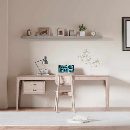 60 inch Long Floating Shelves for Wall,Solid Wood Long Shelves Set of 1,Grey Rustic Wall Mounted Shelves Large Bookshelf (Grey, 60 Inch) - color: Grey, size: 60 Inch set of 1