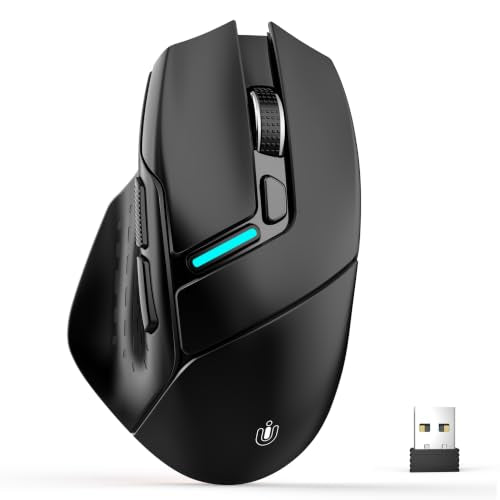 Uineer Ergonomic Wireless Mouse, 6 Adjustable DPI Up to 12800, 3-in-1 Multi Connection(BT5.0& Wired &2.4G Wireless Programmable Silent Click Bluetooth Mouse for Laptop PC Gaming Office