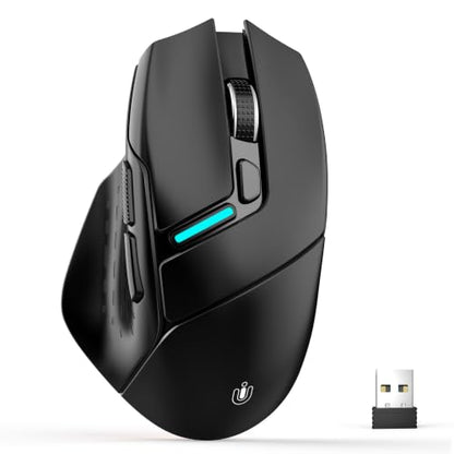 Uineer Ergonomic Wireless Mouse, 6 Adjustable DPI Up to 12800, 3-in-1 Multi Connection(BT5.0& Wired &2.4G Wireless Programmable Silent Click Bluetooth Mouse for Laptop PC Gaming Office