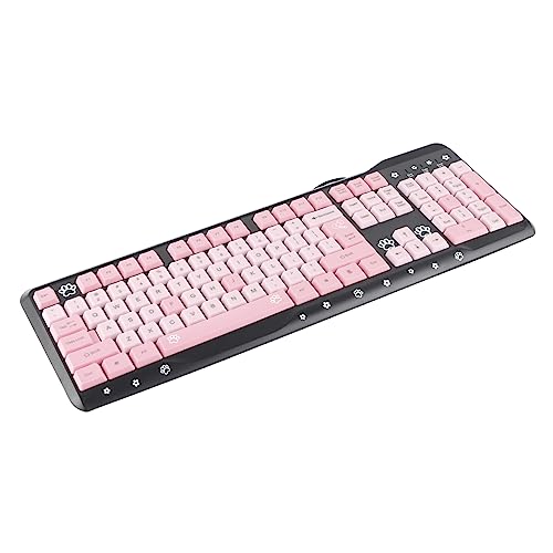 ANGGREK Silent Keyboard Mechanical Keyboard Membrane USB Wired 104 Keys QWERTY with Adjustable Bracket for Laptop Home Office Gaming (Black Pink) - color: Black Pink