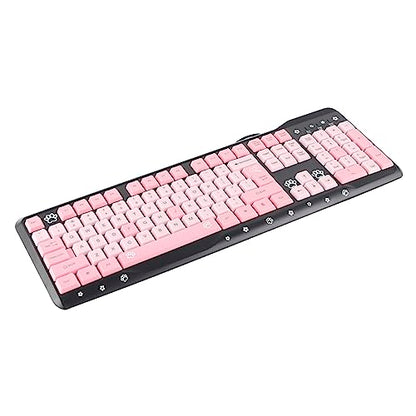 ANGGREK Silent Keyboard Mechanical Keyboard Membrane USB Wired 104 Keys QWERTY with Adjustable Bracket for Laptop Home Office Gaming (Black Pink) - color: Black Pink