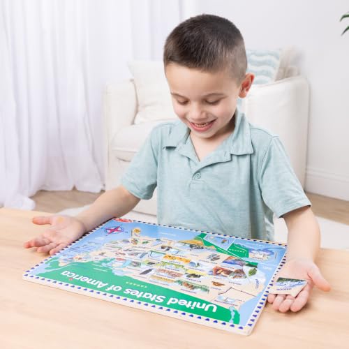 Melissa & Doug USA Map Wooden Puzzle (45 pcs) | 46 Piece Set, Wooden Puzzle Board With State Capitals, 45 State Pieces, Geography Learning Toys for Kids, Ages 5+