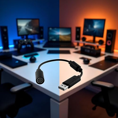 GANPUB Black Audio USB Breakaway PC Cable Cord Adapter Converter for Xbox 360 Controller RockSmith Real Tone Cable