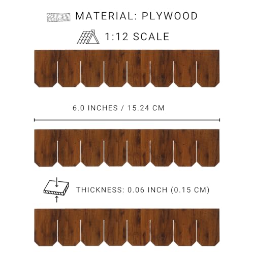 Miniature Roof Shingle Strips for 1:12 Scale Dollhouse Roofing | Set of 25 Strips, REDUCIO! - color: Warm Brown Wood