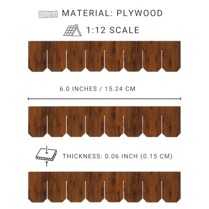 Miniature Roof Shingle Strips for 1:12 Scale Dollhouse Roofing | Set of 25 Strips, REDUCIO! - color: Warm Brown Wood