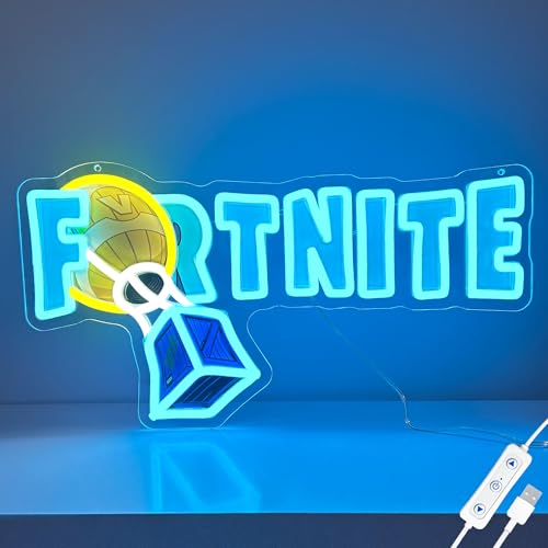 Fortnite Neon Sign, Official Licensed LED Neon Light for Gaming Room Decor, USB Dimmable Gaming Lights for Boys Room, Fortnite Gifts for Gamer, Streamer Wall Art, Man Cave Setup - color: A-Logo