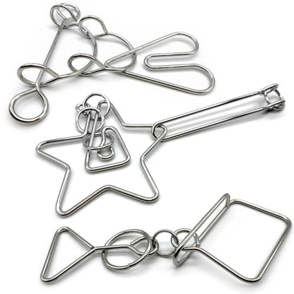 Zooshine 3PCS Large Hard Metal Brain Teaser Puzzles,Metal Wire Puzzle Set Challenging Magic Trick Toy for Party,Office Gift for Adults Kids Teens