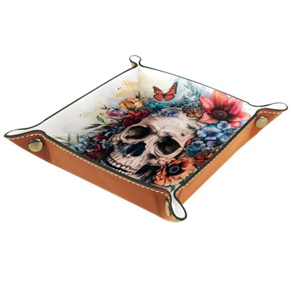 Skull Florals Butterfly Dice Tray Dice Rolling Tray Folding Dice Holder for Dice Games, Like RPG, DND and Other Table Games - color: Multi 19