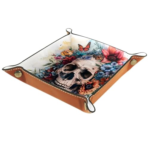 Skull Florals Butterfly Dice Tray Dice Rolling Tray Folding Dice Holder for Dice Games, Like RPG, DND and Other Table Games - color: Multi 19