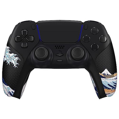 eXtremeRate PlayVital Anti-Skid Sweat-Absorbent Controller Grip for ps5 Controller, Professional Textured Soft Rubber Pads Handle Grips for ps5 Control - The Great Wave Off Kanagawa - color: The Great Wave Off Kanagawa