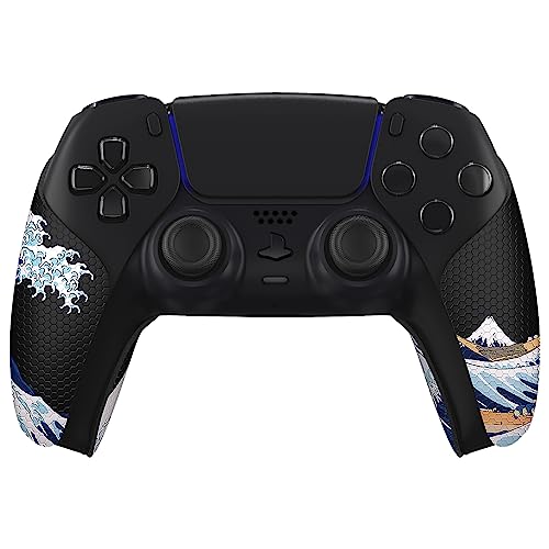 eXtremeRate PlayVital Anti-Skid Sweat-Absorbent Controller Grip for ps5 Controller, Professional Textured Soft Rubber Pads Handle Grips for ps5 Control - The Great Wave Off Kanagawa - color: The Great Wave Off Kanagawa