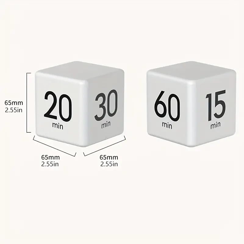 Gravity Sensor Flip Cube Timer Countdown Reminder Doing Time Management for Kitchen, Bedroom, Office, Living Room, Desk 15-20-30-60 Minutes(Black) - color: Black