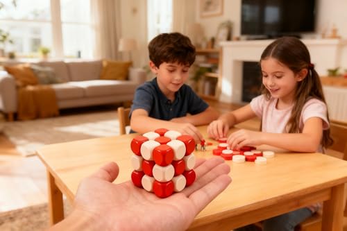 MAGIKON Brain Teaser Cube Puzzle Toy, Snake Cube Wooden 3D Puzzle | Wood, two-tone colors, snake cube design, smooth gliding, logic puzzle, for kids adults, spatial awareness toy