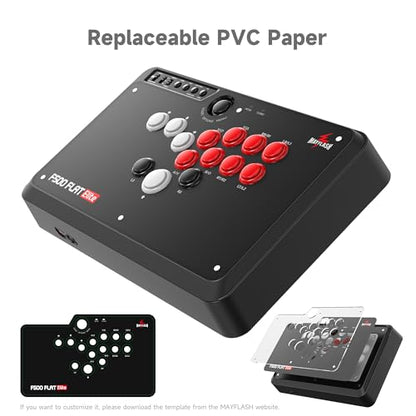 MAYFLASH F500 FLAT Elite Fight Stick All Button Arcade Leverless Controller with Sanwa OBSF buttons for PS4, PC, Xbox Series S/X, Switch/Switch 2, Steam Deck, macOS, Android, Raspberry Pi and more