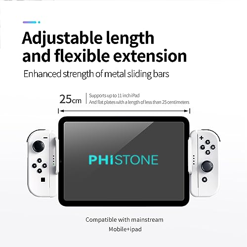 Switch Joycon Controller Holder for Mobiles and Tablets | Enhance Your Mobile Gaming with a Comfortable & Adjustable Grip | Compatible with Android/iOS/iPhone/iPad(Supports 12-25CM) (White). - color: white