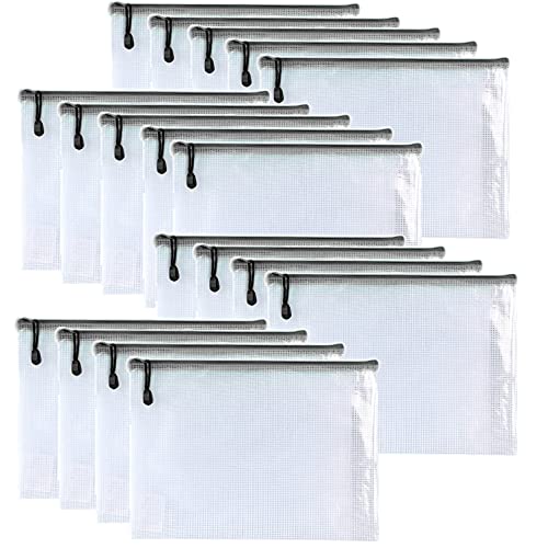 Oaimyy-18 Pcs, Large Mesh Zipper Pouch Document Folders Bag Plastic Zip File Folders for Office Supplies,Travel,Puzzles Games Organizing Storage,Classroom Board Game Organization (Black, 9"x 12") - color: Black, size: 9"x 12"