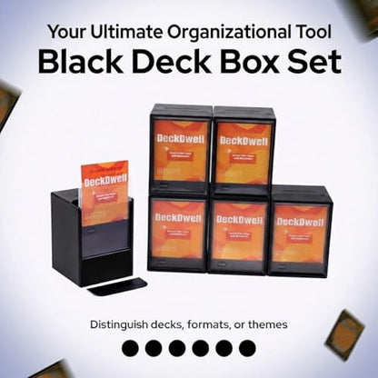 Commander Deck Boxes, 6-Pack, Magnetic Closure, Durable （Black） | Holds 100 double-sleeved cards; stackable; secure magnets; perfect for MTG. Durable, water-resistant, travel-friendly. - color: Black, size: 600+
