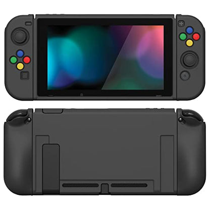 PlayVital ZealProtect Soft Protective Case for Nintendo Switch, Flexible Joycon Cover Slim Cover for Nintendo Switch with Screen Protector & Thumb Grip Caps & ABXY Direction Button Caps - Black - color: Black