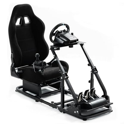 Dardoo More Stable Racing Simulator Cockpit with Game Seat Fit for Logitech G920 G923,for Thrustmaster T150,for Fanatec Steering Wheel Stand with Reinforcement Bars,Not Included Steering Wheel & Pedal
