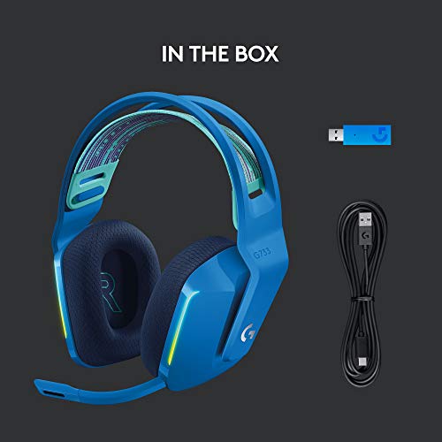 Logitech G733 Lightspeed Wireless Gaming Headset - Blue | Suspension Headband, LIGHTSYNC RGB, Blue VO!CE mic Technology, PRO-G Audio Drivers - color: Blue