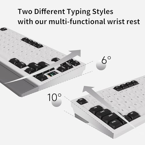 OOCTPK Mechanical Keyboard, Chilkey ND75 LP Wireless Gaming Keyboard with LCD Screen, Bluetooth 5.3/2.4G/USB-C, Hot Swappable Per-Key RGB Custom, Thin Front, Wrist Rest, Full-Aluminum, PC/Mac Support - color: White