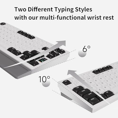 OOCTPK Mechanical Keyboard, Chilkey ND75 LP Wireless Gaming Keyboard with LCD Screen, Bluetooth 5.3/2.4G/USB-C, Hot Swappable Per-Key RGB Custom, Thin Front, Wrist Rest, Full-Aluminum, PC/Mac Support - color: White