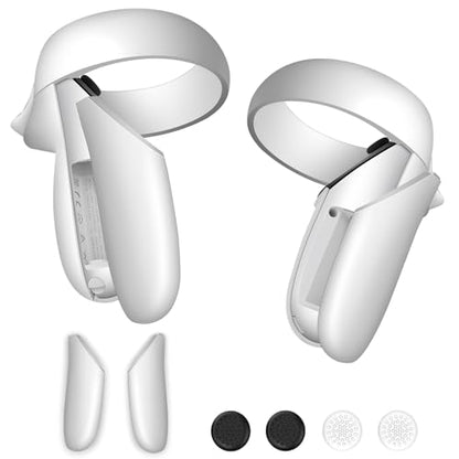 1 Pair Battery Cover for Meta Quest 2 Controller, Replacement Battery Back Door Lid Batteries Caps Charging Case Cover Shell Repair for Oculus Quest 2 Left Right Controllers with Thumb Grips