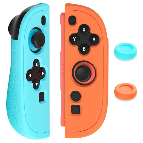 GLDRAM Soft Silicone Case for Nintendo Switch 2 Joycon - Protective Cover with Anti-Slip Grip & Thumb Grips - Shock-Absorbing Skin for Left & Right Controllers (Blue & Orange) - color: Blue - Orange