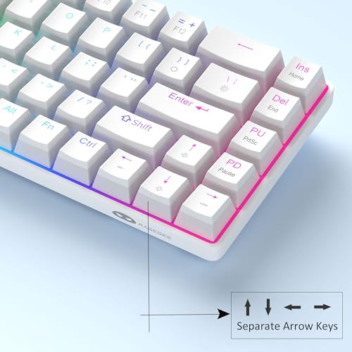 MageGee Portable 60% Mechanical Gaming Keyboard, Red Switch, PBT Pudding Keycaps RGB Backlit Compact 68 Keys Mini Wired Office Keyboard for Windows Laptop PC - White