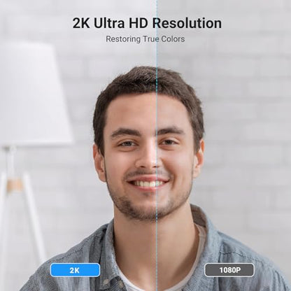 UGREEN 2K Webcam for PC Ultra HD 1080P Computer Webcam with Microphone | PC Camera with Privacy Cover, USB Web Camera for Streaming, Conference, Video Calling, Zoom,Teams, FaceTime - color: Grey